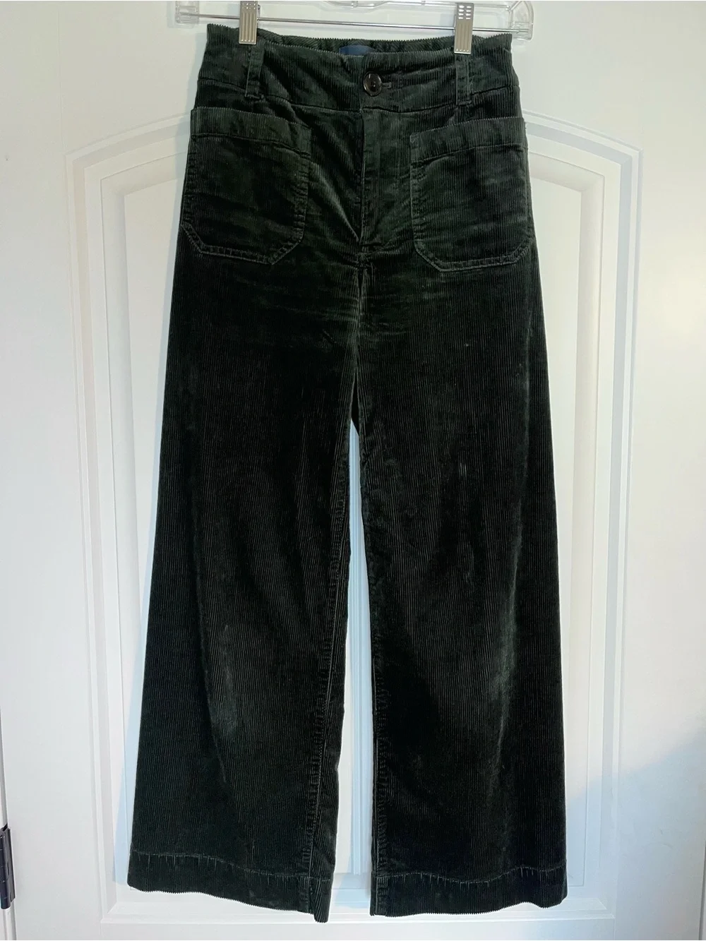 Maeve Anthropologie The Colette Corduroy Wide Leg Pants Dark Green Size 23 Fall